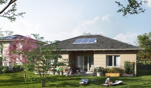 Visualisierung eines Einfamilienhauses im Bungalow-Stil