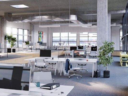 Visualisierung der Bürofläche im 8OG