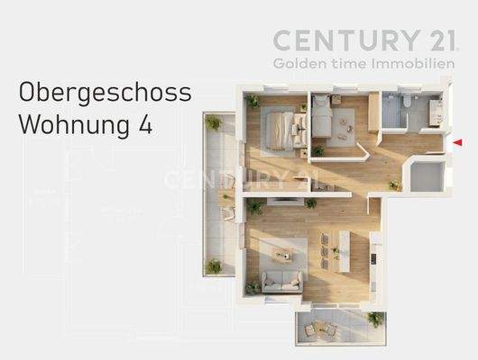 Unverbindliche Visualisierung Grundriss EG Wohnung 4