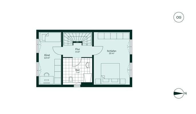 Komfortabler Grundriss im Obergeschoss