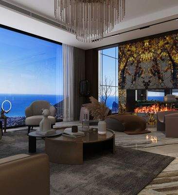 Offener Wohn-/Essbereich mit Kamin EG