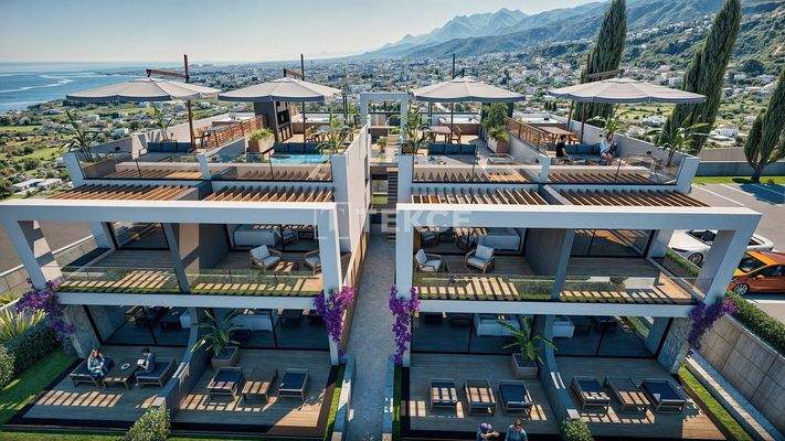 Sea and Mountain View Apartments in Lapta, North Cyprus