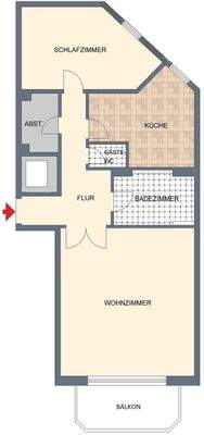 Braußpark 7, ETW, 3. OG rechts, 2 Zimmer, Whg. Nr.