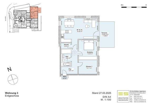 Grundriss Wohnung 3, Weissdornweg