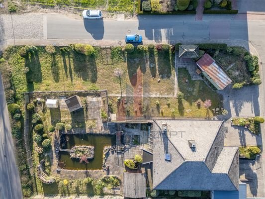 des Grundstücks aus der Vogelperspektive