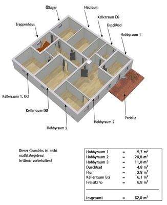 Grunriss und Nutzfläche UG