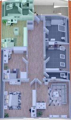 Bläulicher Grundriss