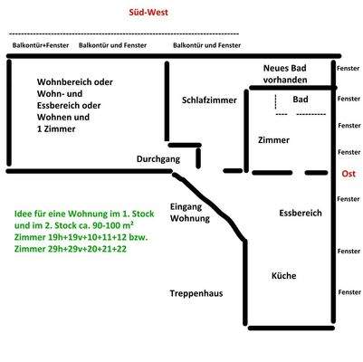 Wohnung 1. + 2. Stock ca. 100qm Z19h+19v+10+11+12+Flur