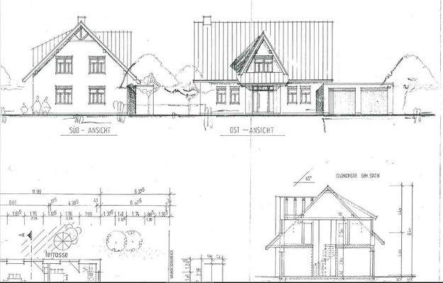 Ansichten und Querschnitt