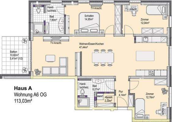 Grundriss A6 - Erdgeschosswohnung - 4 Zimmer