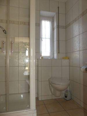 Dusche im Gäste-WC im EG