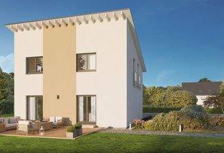 Hausansicht Pultdach Garten