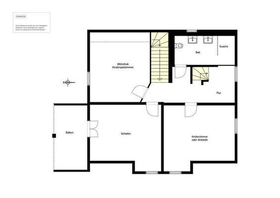 Example floor plan for new layout of upper floor