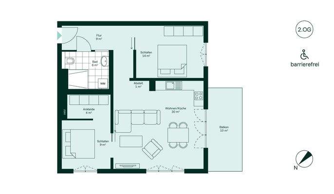 Barrierefreier und komfortabler Grundriss