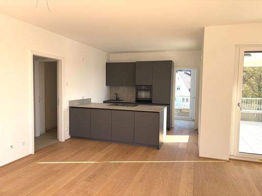 Blick auf die Einbauküche