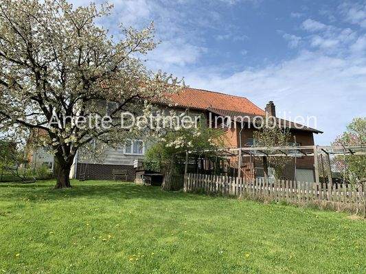 Ansicht Rückseite mit Hühnerauslauf