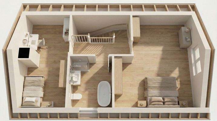 3D-Grundriss Dachgeschoss (Visualisiert)