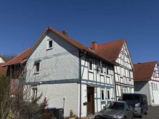 Schrägansicht Haus mit Nachbarschaft