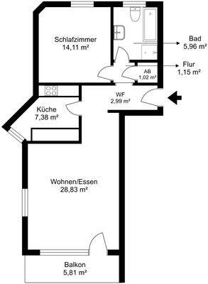 Grundriss 2-Zimmer-Wohnung