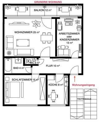 Grundriß der Wohnung