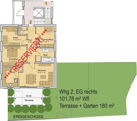 Gartenwohnung, Whg 2, EG rechts!