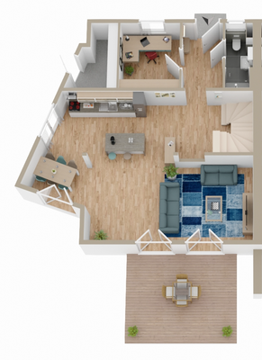 Grundriss Erdgeschoss Doppelhaushälfte West
