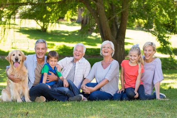 Familie auf Wiese