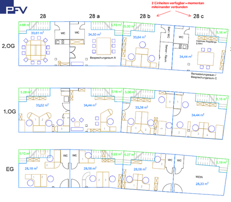 Grundriss verbundene Einheiten