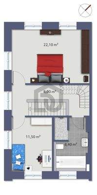 2.OG - Grundriss möbliert