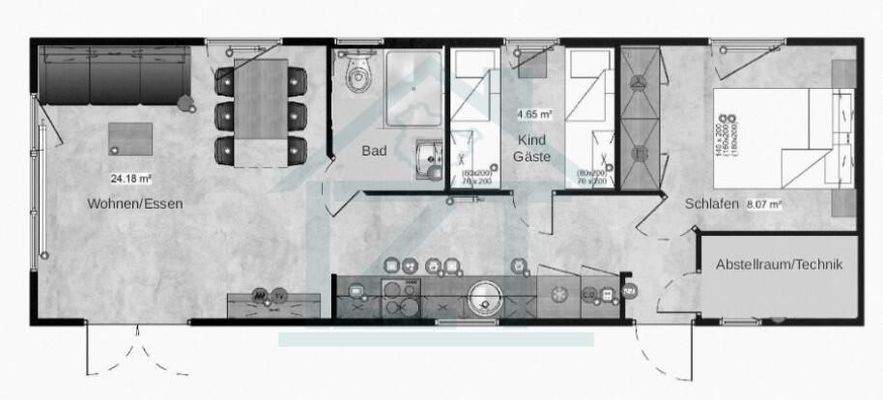 Grundriss Mini Villa 4,00 x 12,00 m