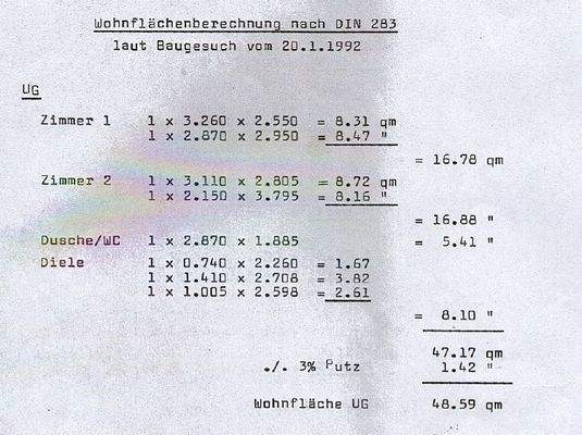 Wohnfläche Wohnung Gartengeschoss