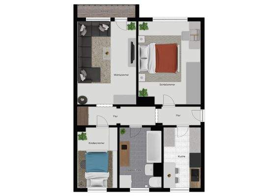 Grundriss der Wohnung im 1. Obergeschoss