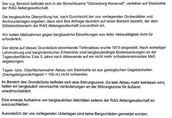 Auskunft Bergbauschäden