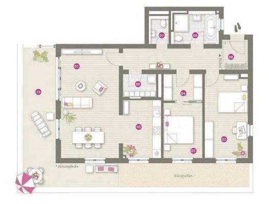 Penthouse-Grundriss 115 m²