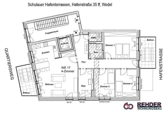 Grundriss WE 17 - 3. OG, Haus 3