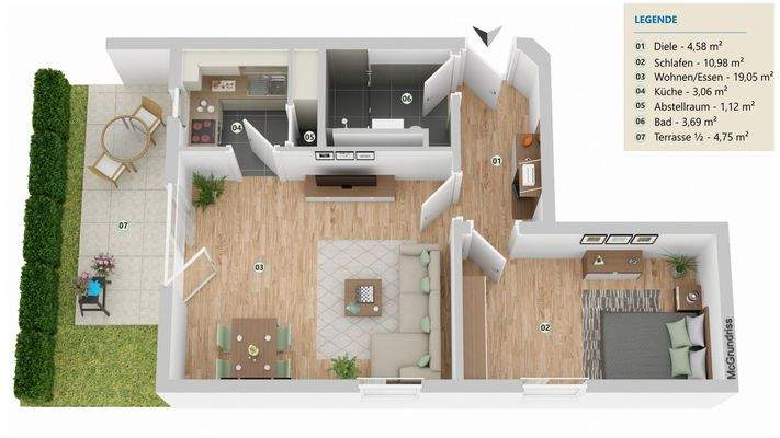 Grundriss mit Visualisierung 