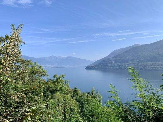 Der Blick vom Pool auf den Lago
