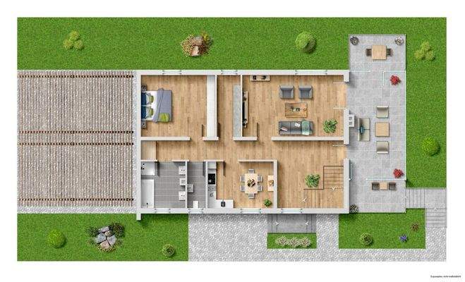 Grundriss OG mit Carport-Ansicht