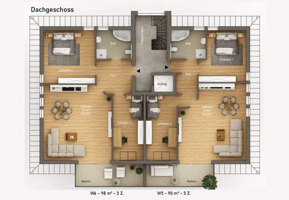 Grundriss DG - 2 Wohnungen