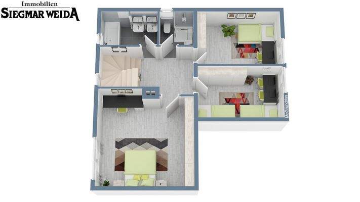 Obergeschoss Schlafen, Bad, Kinderzimmer