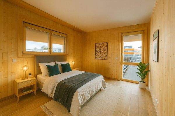 Schlafzimmer visualisiert weiße Decke