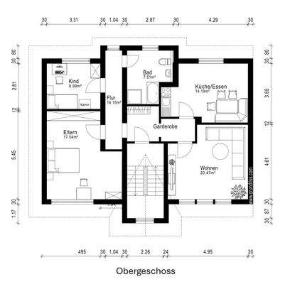 Grundrissplan Obergeschoss 