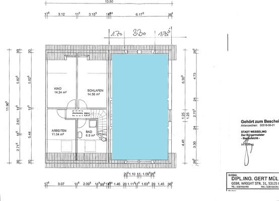 Grundriss OG +++Objekt DHH links -XIV- in Wesselin