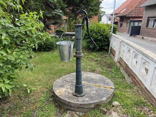 Schwengelpumpe im Garten.JPG