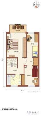 Grundriss OG mit Möblierungsvorschlag