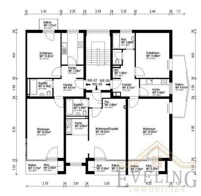 Grundriss 3. OG Haus B