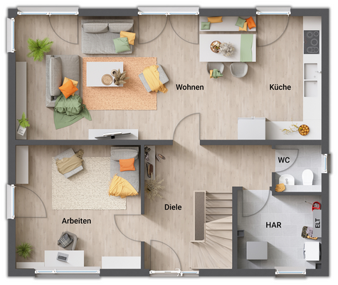 Grundriss EG offene Küche