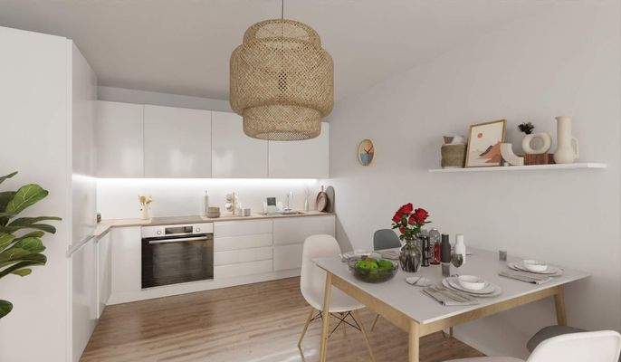 Die offene Wohnküche lädt zum gemeinsamen Kochen ein