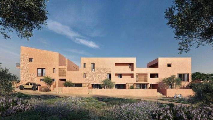 Kreta, Maleme: Neubau - Apartment in Komplex mit erdiger Ästhetik zu verkaufen