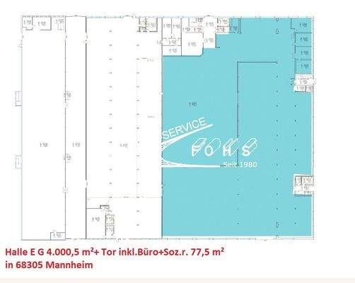 Halle E  G 4.000,5 m²teilbar Grundriss 
